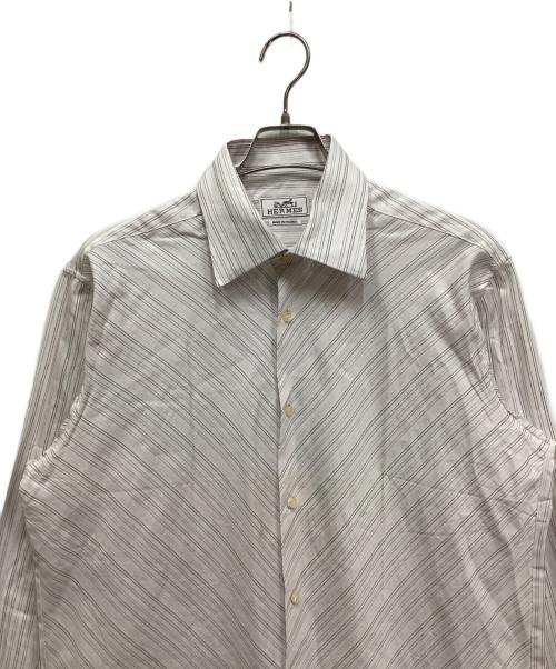HERMES（エルメス）HERMES (エルメス) セリエボタンストライプシャツ ピンク×ホワイト サイズ:16 1/2の古着・服飾アイテム