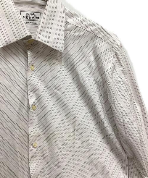 HERMES（エルメス）HERMES (エルメス) セリエボタンストライプシャツ ピンク×ホワイト サイズ:16 1/2の古着・服飾アイテム