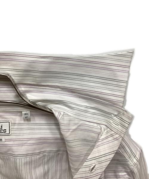 HERMES（エルメス）HERMES (エルメス) セリエボタンストライプシャツ ピンク×ホワイト サイズ:16 1/2の古着・服飾アイテム