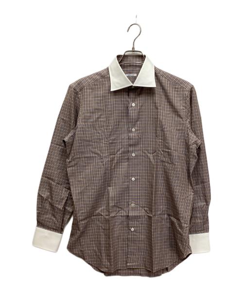 FRAY（フライ）FRAY (フライ) ワイドカラーシャツ ブラウン サイズ:38 未使用品の古着・服飾アイテム