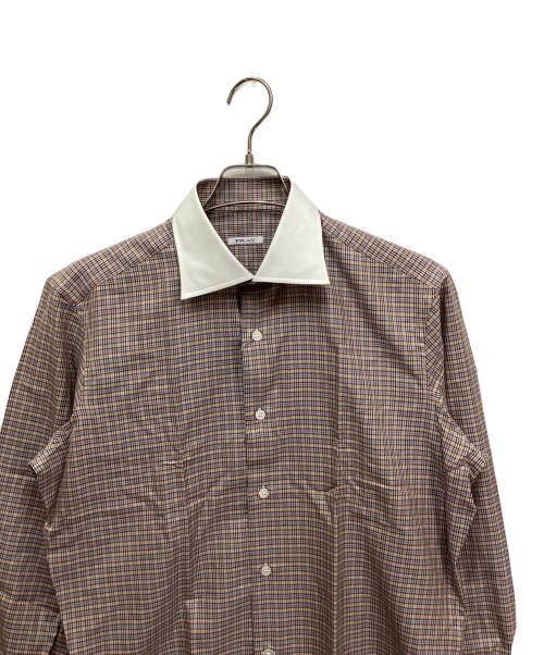 FRAY（フライ）FRAY (フライ) ワイドカラーシャツ ブラウン サイズ:38 未使用品の古着・服飾アイテム