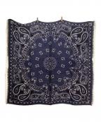 manipuriマニプリ）の古着「ペイズリー柄ウールシルクストール」｜ネイビー