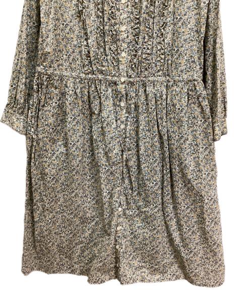 PINK HOUSE（ピンクハウス）PINK HOUSE (ピンクハウス) フロントフリル小花柄ブラウスワンピース イエロー×ブルー サイズ:表記無しの古着・服飾アイテム