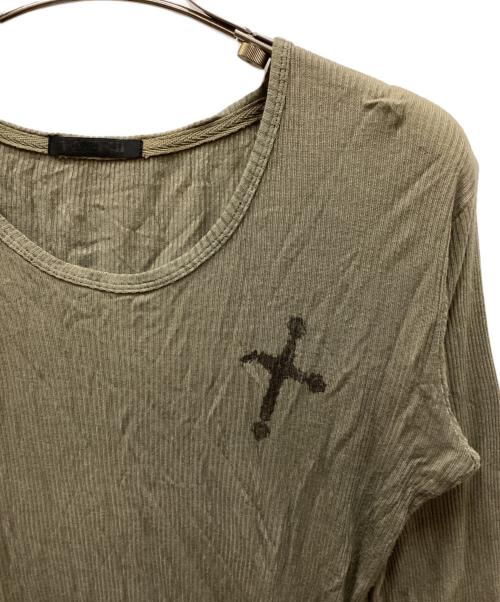 KMRII（ケムリ）KMRii (ケムリ) ダメージ加工ロングスリーブカットソー オリーブの古着・服飾アイテム