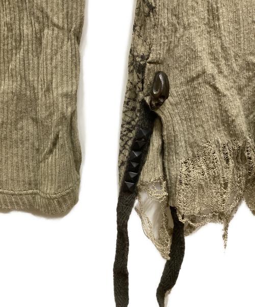 KMRII（ケムリ）KMRii (ケムリ) ダメージ加工ロングスリーブカットソー オリーブの古着・服飾アイテム