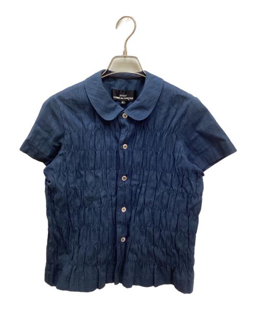 tricot COMME des GARCONS（トリココムデギャルソン）tricot COMME des GARCONS (トリココムデギャルソン) コットン丸襟ギャザーブラウス インディゴ サイズ:Sの古着・服飾アイテム