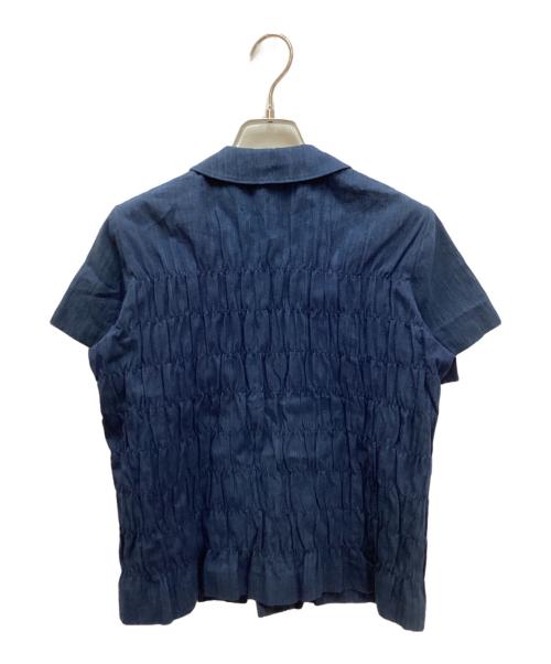 tricot COMME des GARCONS（トリココムデギャルソン）tricot COMME des GARCONS (トリココムデギャルソン) コットン丸襟ギャザーブラウス インディゴ サイズ:Sの古着・服飾アイテム