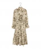 ETRE TOKYOエトレトウキョウ）の古着「フラワープリントフリルリボンワンピース」｜ベージュ