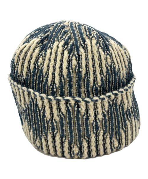 atiissu（アティッシュ）ATiiSSU (アティッシュ) DIa Beanie / ニットキャップ アイボリー×ブルーの古着・服飾アイテム