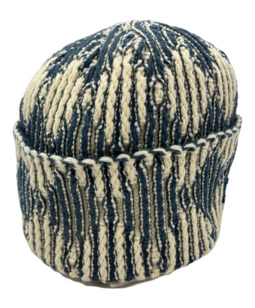 atiissu（アティッシュ）ATiiSSU (アティッシュ) DIa Beanie / ニットキャップ アイボリー×ブルーの古着・服飾アイテム