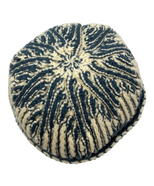 atiissu（アティッシュ）ATiiSSU (アティッシュ) DIa Beanie / ニットキャップ アイボリー×ブルーの古着・服飾アイテム