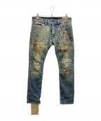 DIESELディーゼル）の古着「パッチーペイントデニムパンツ」｜インディゴ
