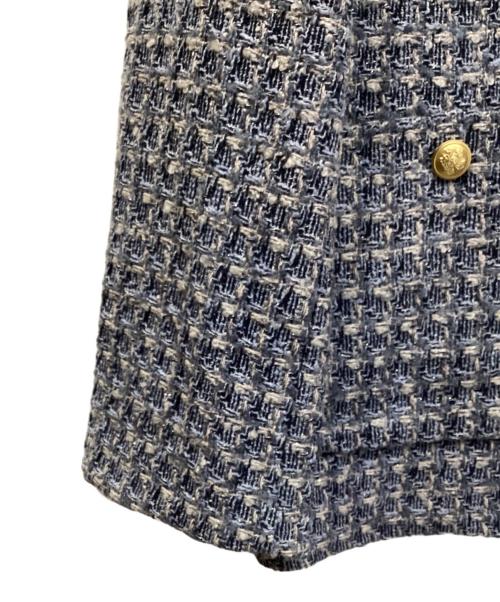 Mila Owen（ミラオーウェン）Mila Owen (ミラオーウェン) 金釦パッチポケットルーズツイードジャケット ブルー サイズ:Sの古着・服飾アイテム