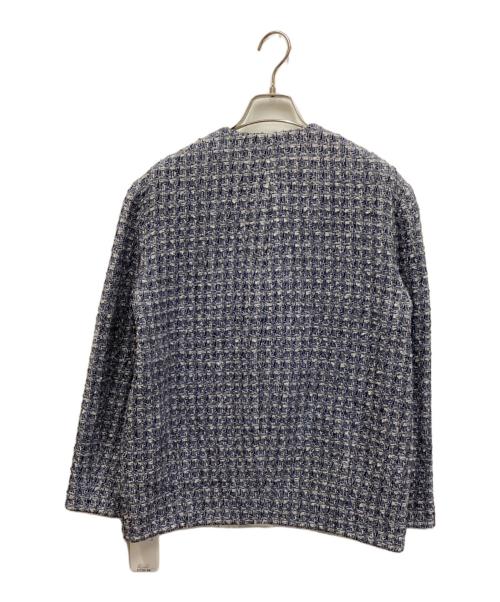 Mila Owen（ミラオーウェン）Mila Owen (ミラオーウェン) 金釦パッチポケットルーズツイードジャケット ブルー サイズ:Sの古着・服飾アイテム