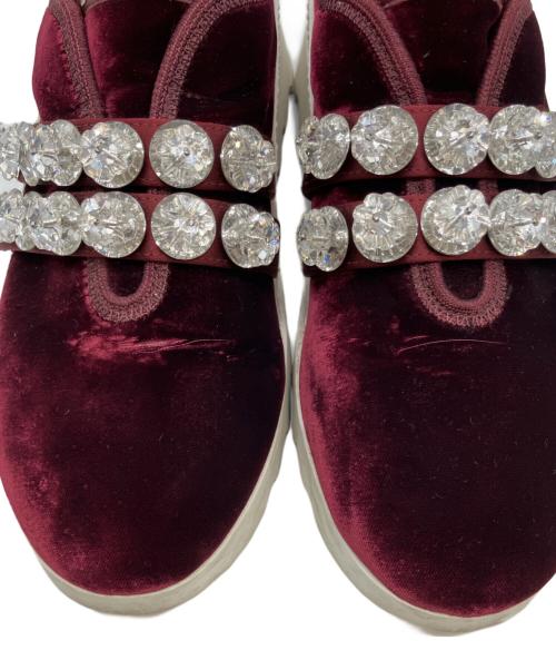 MIU MIU（ミュウミュウ）MIU MIU (ミュウミュウ) ビジューベロアスニーカー ボルドー サイズ:36の古着・服飾アイテム