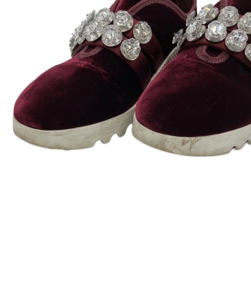 MIU MIU（ミュウミュウ）MIU MIU (ミュウミュウ) ビジューベロアスニーカー ボルドー サイズ:36の古着・服飾アイテム