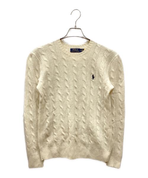 POLO RALPH LAUREN（ポロ・ラルフローレン）POLO RALPH LAUREN (ポロ・ラルフローレン) カシミヤ混ウールケーブルニット アイボリー サイズ:XSの古着・服飾アイテム