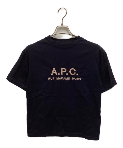 A.P.C.（アーペーセー）A.P.C. (アーペーセー) 刺繍クロップドTシャツ ネイビー サイズ:XSの古着・服飾アイテム