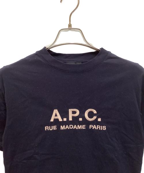 A.P.C.（アーペーセー）A.P.C. (アーペーセー) 刺繍クロップドTシャツ ネイビー サイズ:XSの古着・服飾アイテム