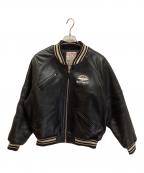 AVIREXアヴィレックス）の古着「レザーバーシティージャケット」｜ブラック