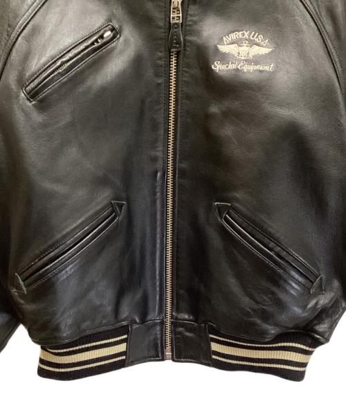 AVIREX（アヴィレックス）AVIREX (アヴィレックス) レザーバーシティージャケット ブラック サイズ:XSの古着・服飾アイテム