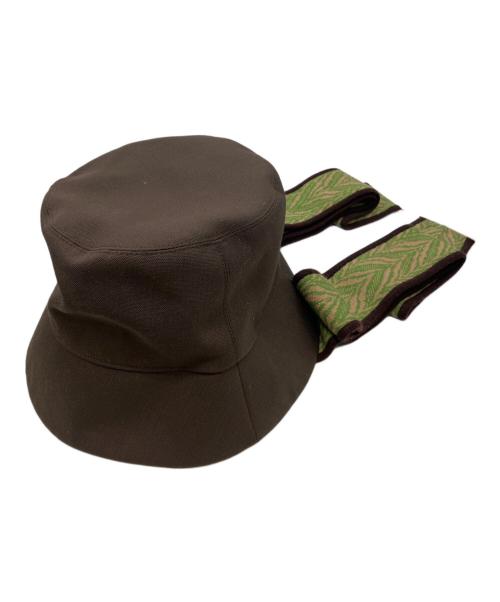 AKANE UTSUNOMIYA（アカネウツノミヤ）AKANE UTSUNOMIYA (アカネウツノミヤ) ENTWURFEIN (エントワフェイン) ニットテープバケットハット ブラウンの古着・服飾アイテム