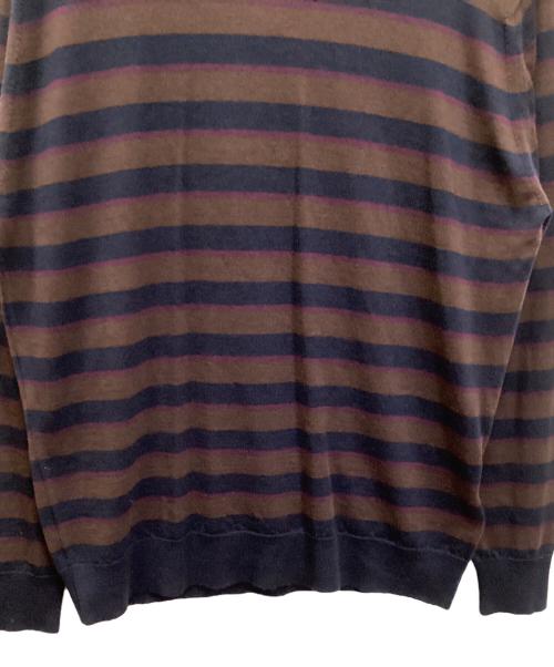 JOHN SMEDLEY（ジョンスメドレー）JOHN SMEDLEY (ジョンスメドレー) STRIPED PULLOVER クルーネックニット/ストライプドプルオーバー ブラウン×ネイビー サイズ:Mの古着・服飾アイテム