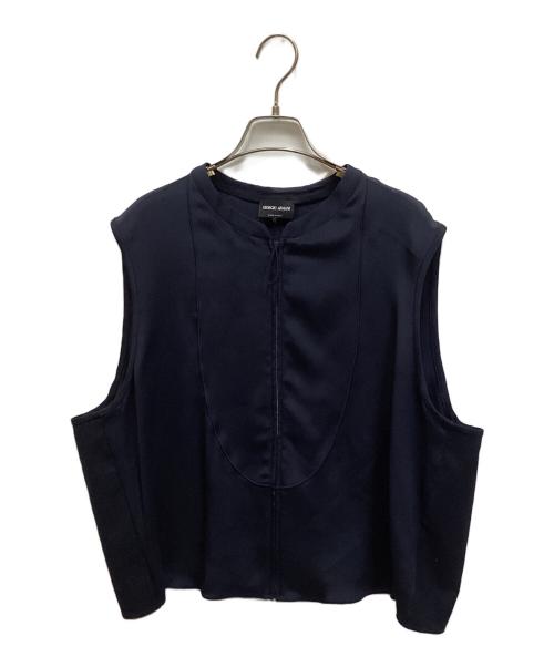 GIORGIO ARMANI（ジョルジョアルマーニ）GIORGIO ARMANI (ジョルジョアルマーニ) ノースリーブジップブラウス ネイビー サイズ:50の古着・服飾アイテム