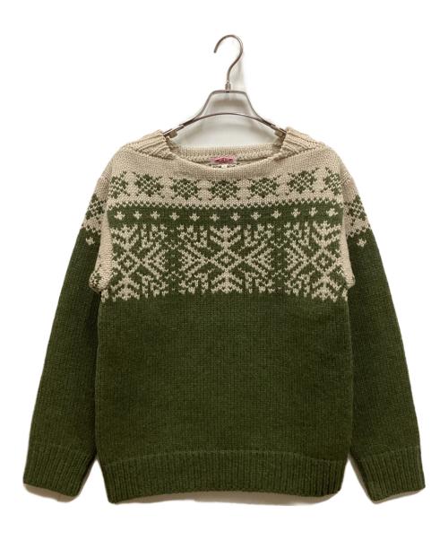 JELADO（ジェラード）JELADO (ジェラード) ボートネックニット ベージュ×カーキ サイズ:Sの古着・服飾アイテム