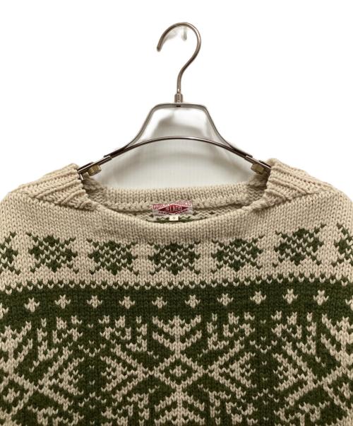 JELADO（ジェラード）JELADO (ジェラード) ボートネックニット ベージュ×カーキ サイズ:Sの古着・服飾アイテム