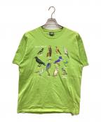 stussyステューシー）の古着「birds of california tee/バーズオブカリフォォルニアTシャツ」｜黄緑