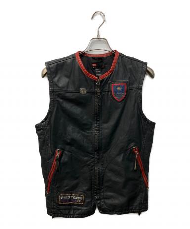 中古・古着通販】DIESEL (ディーゼル) レザーベスト ネイビー サイズ:S
