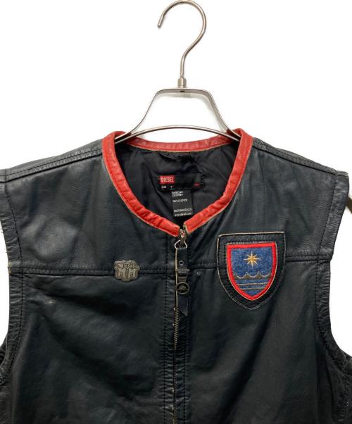 DIESEL（ディーゼル）DIESEL (ディーゼル) レザーベスト ネイビー サイズ:Sの古着・服飾アイテム