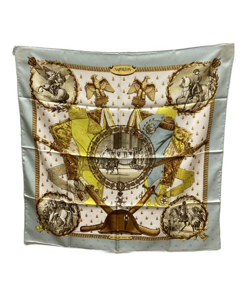 HERMES（エルメス）HERMES (エルメス) シルクスカーフ イエロー×スカイブルーの古着・服飾アイテム