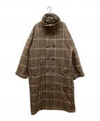 taupeトープ）の古着「W Breasted Check Stand Up Coat」｜ブラウン