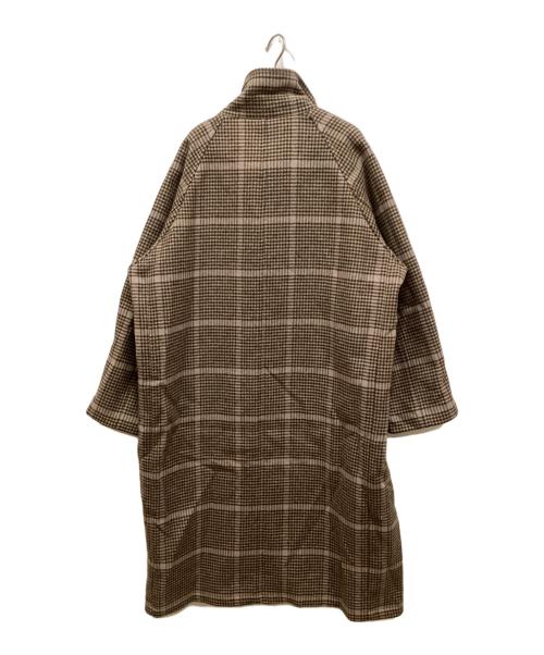 taupe（トープ）TAUPE (トープ) W Breasted Check Stand Up Coat ブラウン サイズ:3の古着・服飾アイテム