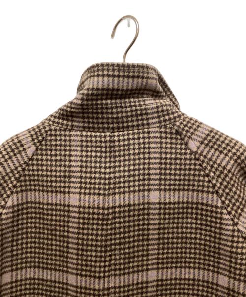 taupe（トープ）TAUPE (トープ) W Breasted Check Stand Up Coat ブラウン サイズ:3の古着・服飾アイテム