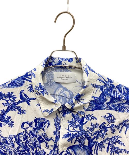 UNUSED（アンユーズド）UNUSED (アンユーズド) 4continents print long sleeve shirt ブルー×ホワイト サイズ:2の古着・服飾アイテム