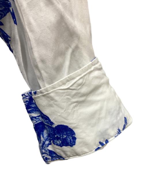 UNUSED（アンユーズド）UNUSED (アンユーズド) 4continents print long sleeve shirt ブルー×ホワイト サイズ:2の古着・服飾アイテム