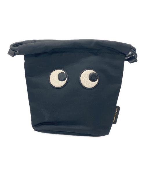 ANYA HINDMARCH（アニヤ・ハインドマーチ）ANYA HINDMARCH (アニヤ・ハインドマーチ) Prausting pouch eyes / 巾着ポーチ ブラックの古着・服飾アイテム