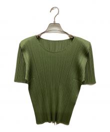 PLEATS PLEASE（プリーツプリーズ）の古着「プリーツカットソー」｜グリーン