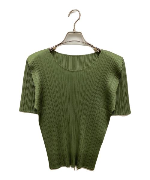PLEATS PLEASE（プリーツプリーズ）PLEATS PLEASE (プリーツプリーズ) プリーツカットソー グリーン サイズ:3の古着・服飾アイテム
