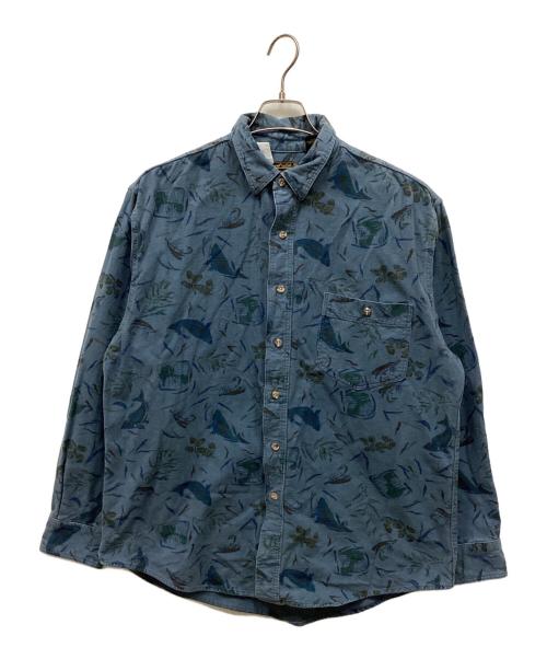 Eddie Bauer（エディーバウアー）Eddie Bauer (エディーバウアー) 総柄シャツ ブルー サイズ:Lの古着・服飾アイテム