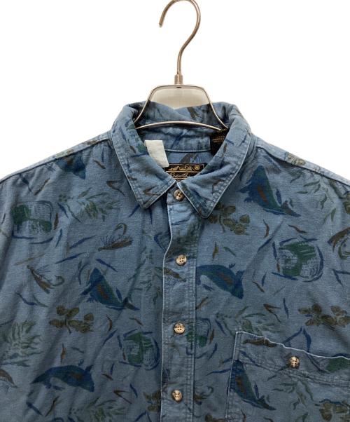Eddie Bauer（エディーバウアー）Eddie Bauer (エディーバウアー) 総柄シャツ ブルー サイズ:Lの古着・服飾アイテム