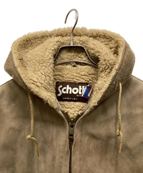 Schott（ショット）Schott (ショット) 80'sスウェードフーディージャケット ブラウン サイズ:40の古着・服飾アイテム