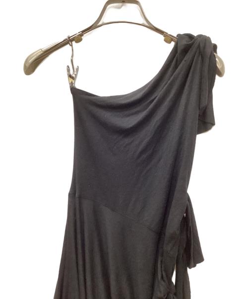 VAQUERA（ヴァケラ）vaquera (ヴァケラ) アシンメトリーリボンワンショルダーワンピース ブラック サイズ:Mの古着・服飾アイテム