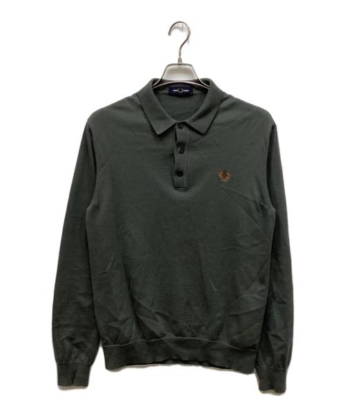 FRED PERRY（フレッドペリー）FRED PERRY (フレッドペリー) ニットポロシャツ カーキ サイズ:Mの古着・服飾アイテム