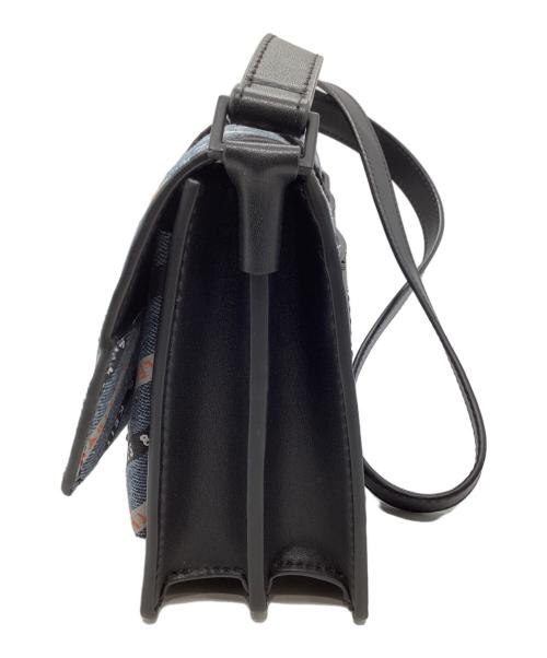 CHARLES & KEITH（チャールズアンドキース）CHARLES & KEITH (チャールズアンドキース) デニム ストライプバックル クロスボディバッグ ブラック×ブルーの古着・服飾アイテム