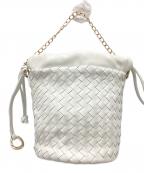 innueイヌエ）の古着「Drawstring bag / イントレチャートハンドバッグ」｜ホワイト