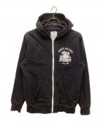 stussyステューシー）の古着「Dawn Patrol zip Hoodie/ダウンパトロールジップフーディー」｜ブラック